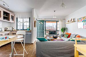 Open plan living room and kitchen