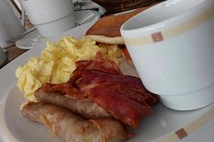 Cooked breakfast, bacon egg sausage