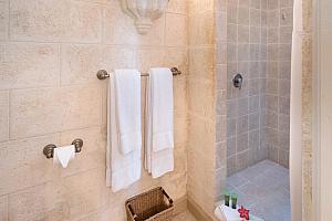 Coral stone bathroom