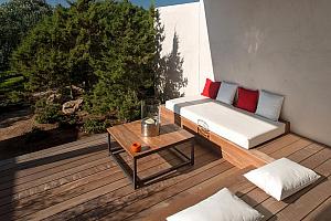 Private terrace, boutique hotel, Corsica