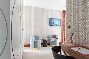 Sitting area and desk