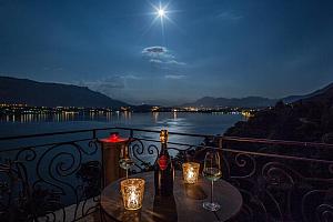 Moonlight over the lake, from a hotel balcony