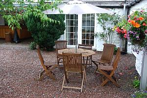 Tables and chairs outside