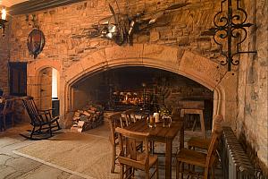 Baronial decor, inglenook fireplace