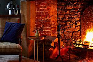 Open fire in the bar