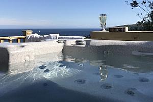 Seascape hot tub overlooking the sea