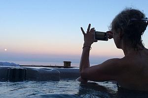 Seascape hot tub at sunset