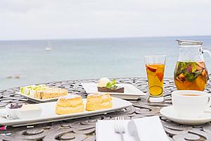 Cream tea on the terrace