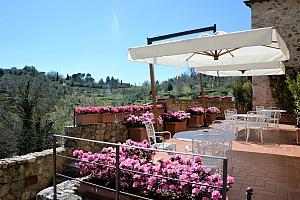 Sunny terrace with country views