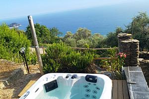 hot tub jacuzzi with a sea view