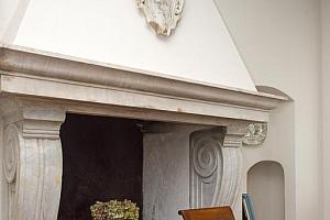 Marble fireplace in the breakfast room