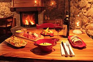 Fireside meal in winter