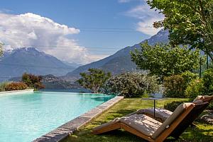 Infinity pool with mountain view