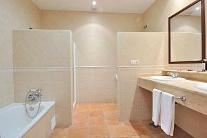 Large bathroom, bath and shower