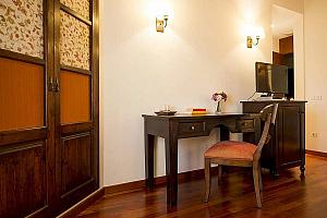 Desk and chair, double room